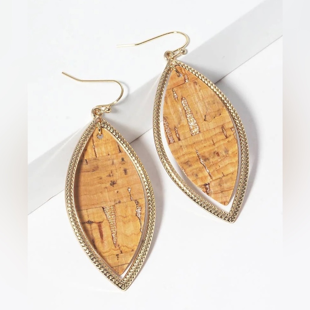 Cork Leaf Drop Earrings